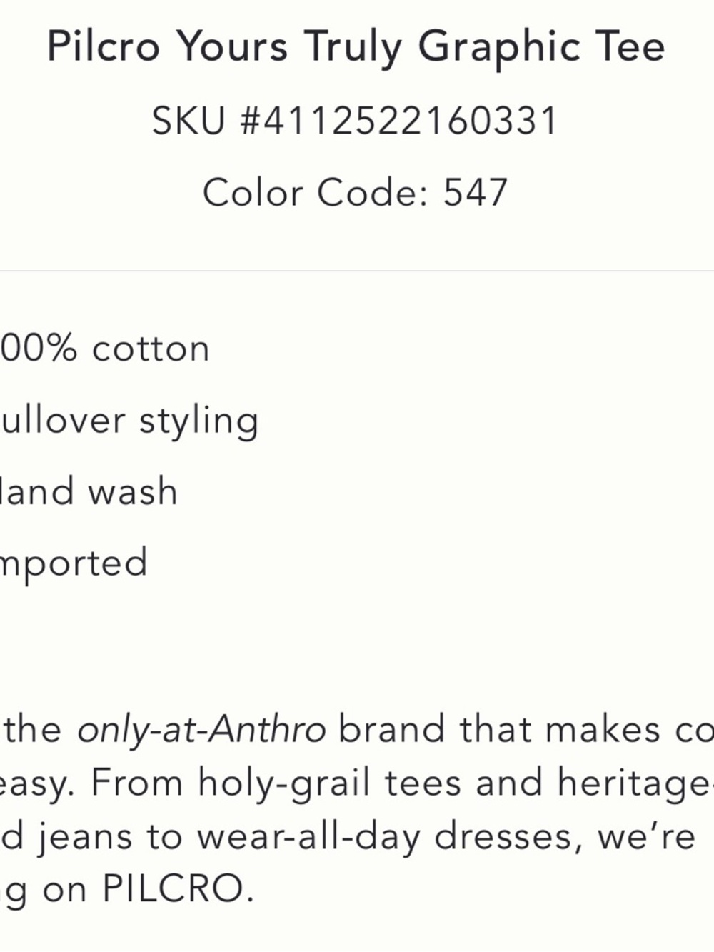 New Anthropologie Pilcro yours truly tee - Picture 4 of 4